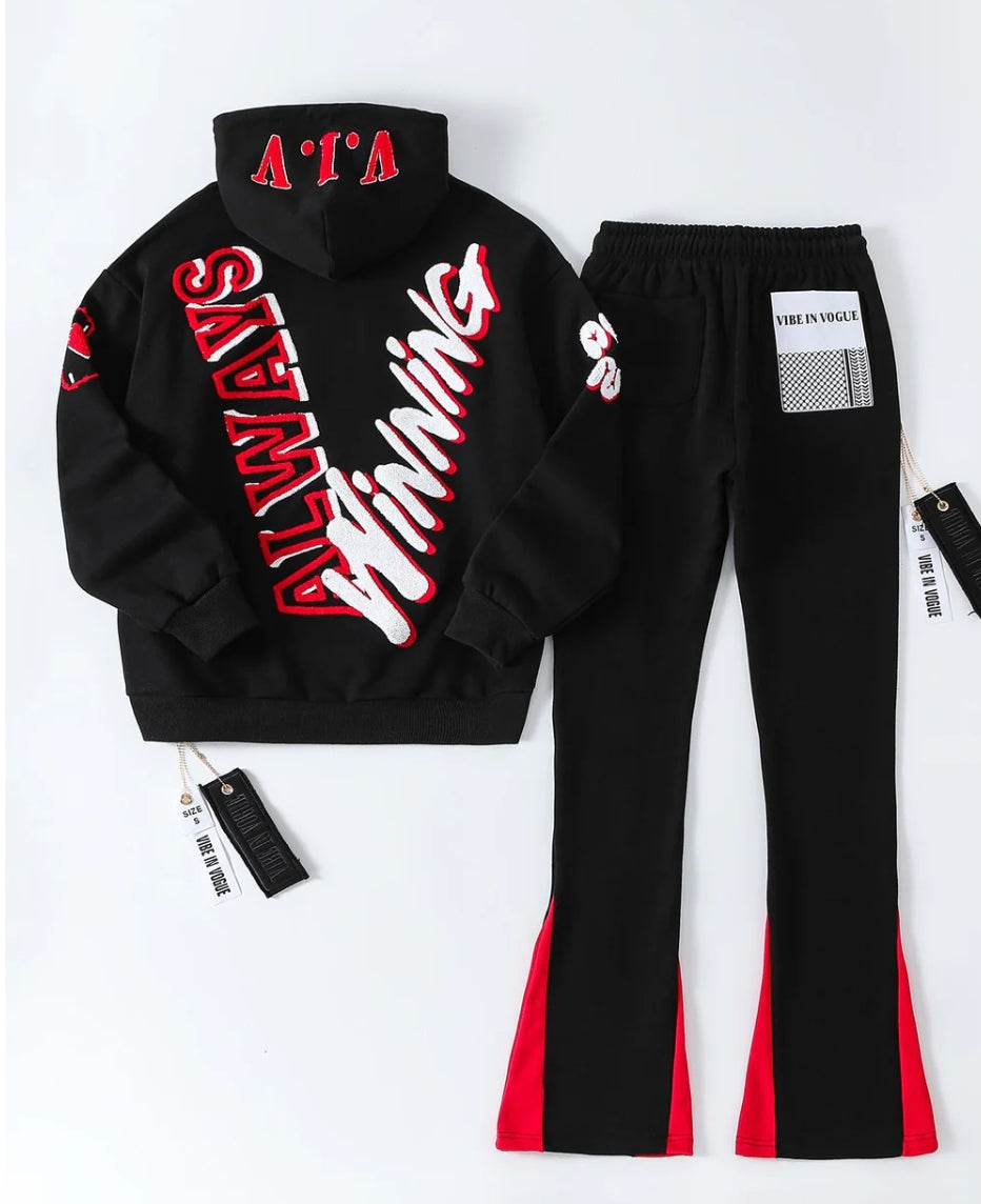 Vibe In Vogue - Winning Moves Stacked Jogging Sets - Black/Red