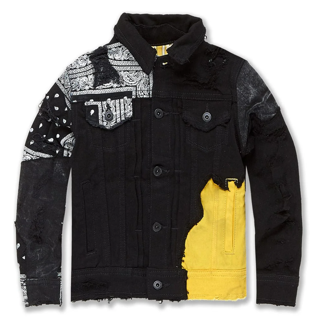 Kids Paisley Denim Trucker Jacket (Crimson)