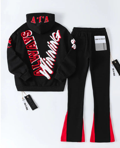 Vibe In Vogue - Winning Moves Stacked Jogging Sets - Black/Red
