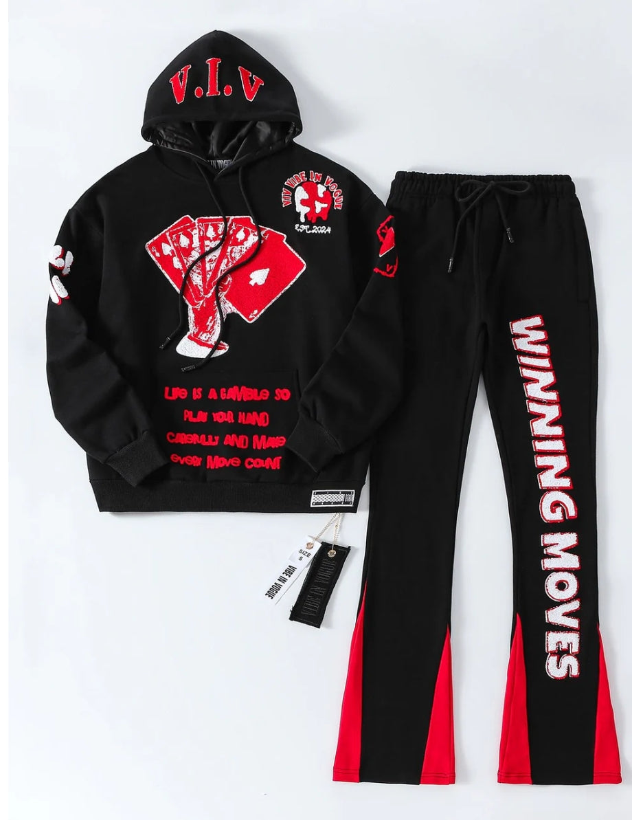 Vibe In Vogue - Winning Moves Stacked Jogging Sets - Black/Red